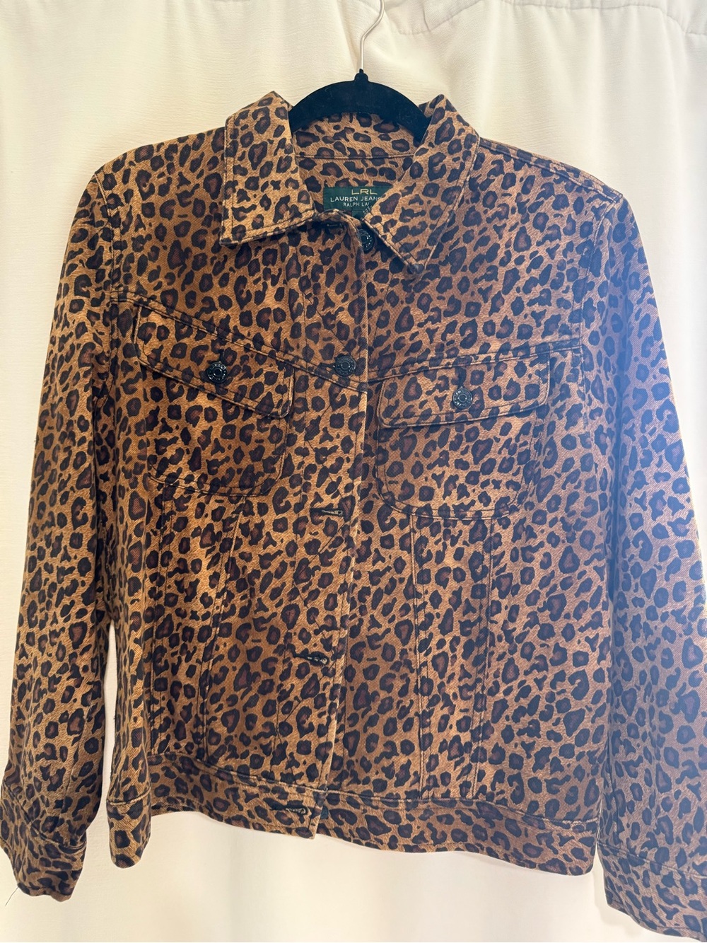 Lauren Ralph Lauren Leopard-Print Jean Jacket - Brown/Black